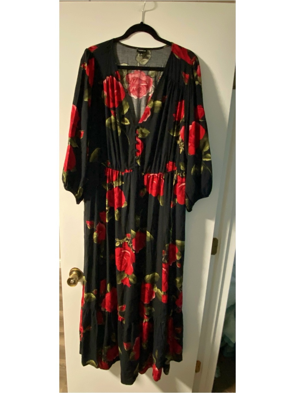 TORRID Black and Red Floral Print Maxi Dress - Picture 6 of 8